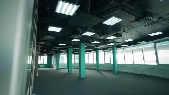 Residential Area the Interior of Dark Office Space a Walk Through the Office Inside Skyscraper View alt