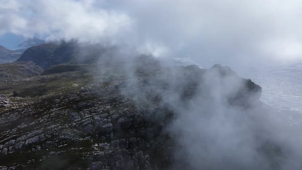 Beautiful Cinematic Aerial Drone Shot of Misty Table Mountain in Cape Town South Africa alt