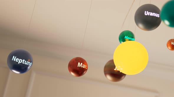 Toy Solar system animation Planets on the spinning arms rotating around the Sun alt