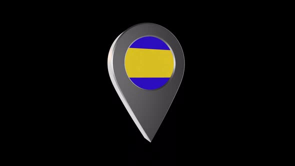 3d Animation Map Navigation Pointer With Flag Of Debrecan (Hungary) With Alpha Channel - 2K alt