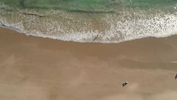 Aerial Shot of Kids Playing By the Beach