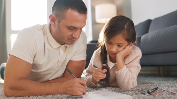 Father Daughter Communicate Having Fun Painting Together alt