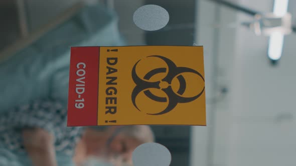 Vertical Video Hospital Ward in Coronavirus Quarantine with Danger Sign alt