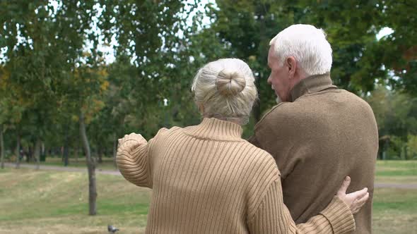 Back View Mature Couple Planning Building of Country House, Dreams, Slow-Motion