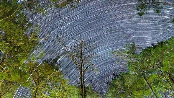 Timelapse 4K video with star trails. alt