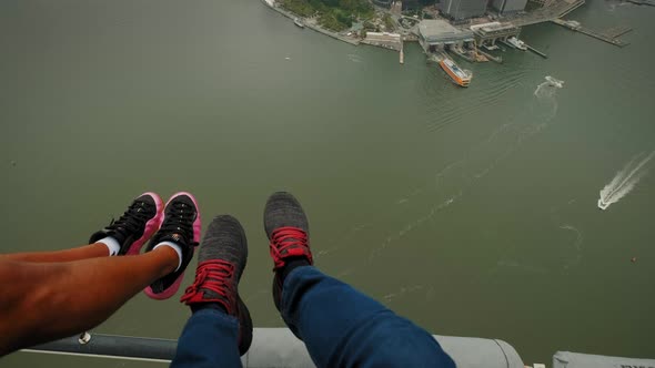 Aerial Wide View of Manhattan Financial District From the Cockpit of a Helicopter New York USA alt