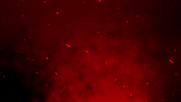 Fire particles on a black background