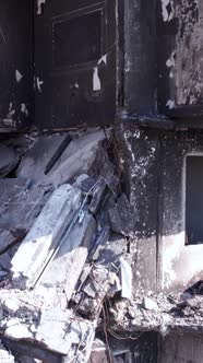 Vertical Video of a Wartorn House in Ukraine alt