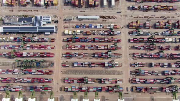 Aerial Footage of Commercial Port Terminal in Singapore alt