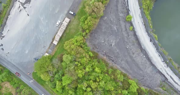 Aerial Panorama View of Open Quarries Mining Mine Extracting with Work of Machinery Equipment alt