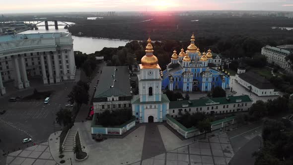 St. Michael's Golden-Domed Monastery in Kyiv, Ukraine. Aerial View alt