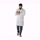 Walking Doctor or Medic Man Holding Pen and Notebook Looking for Idea on White Background