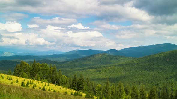 Mountain Landscape with a Fast Clouds and Shadows alt