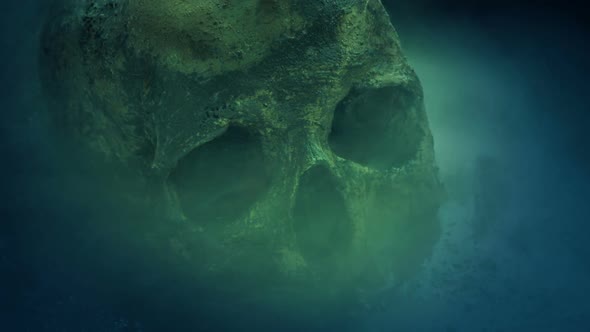 Skull Glowing With Nuclear Radiation On The Ground alt