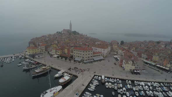 Aerial view of Rovinj port town alt