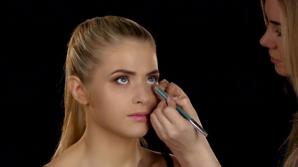 Staining Pencil Inner Eyelid Eyes. Makeup. Closeup alt