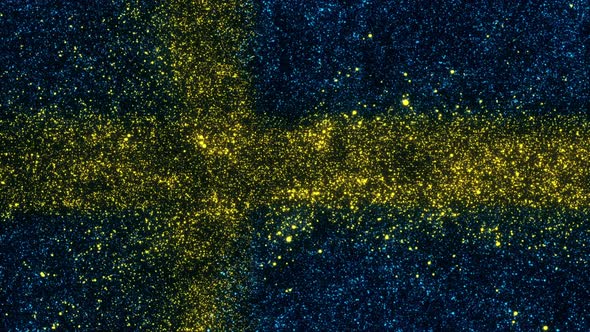 Sweden Flag With Abstract Particles