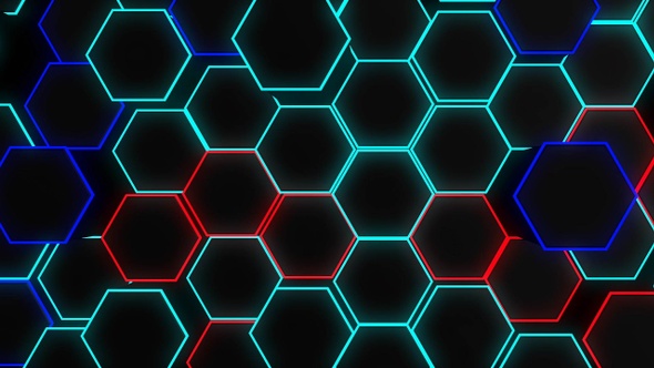 Neon Hexagons Widescreen