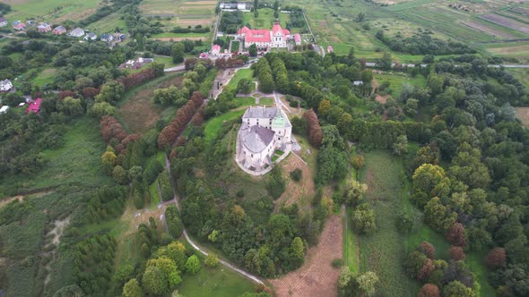 Aerial View of the Ancient Olesko Castle Near Lviv Ukraine