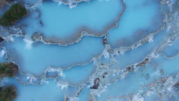 Close up view on the Natural thermal waterfalls of Saturnia alt