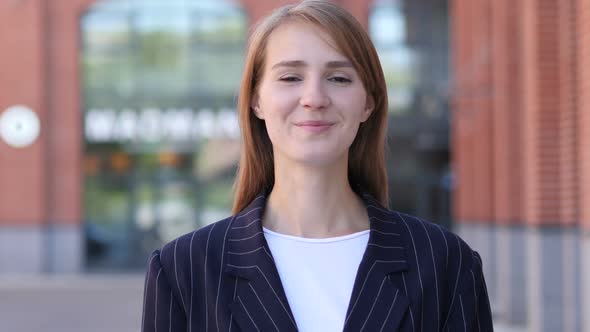Yes Positive Business Woman Accepting Offer By Shaking Head alt