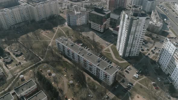 Aerial : Drone Shooting of the Landscape in Minsk City Belarus