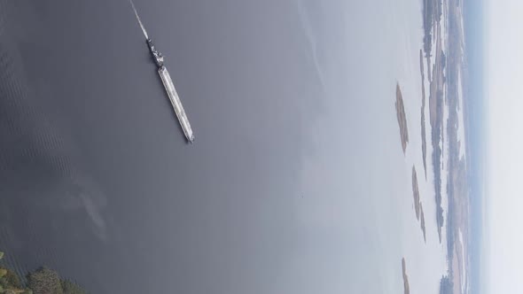 Vertical Video Aerial View of the Dnipro River  the Main River of Ukraine alt