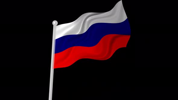Russia Flag Flying Animated Black Background alt