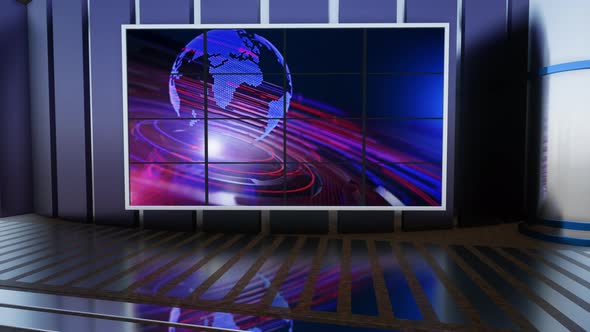 Virtual News Studio Set Green Screen Background Loop 4k alt