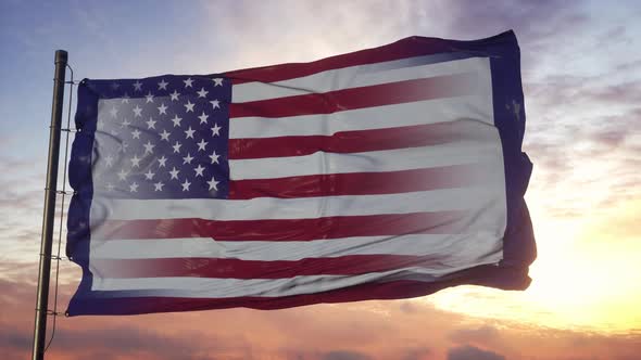 West Virginia and USA Flag on Flagpole alt