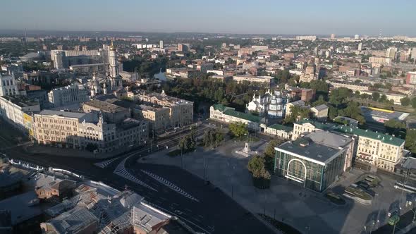 Awsome Drone View of Kharkov Ukraine City Center Before War