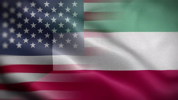 USA Kuwait Flag Loop Background 4K