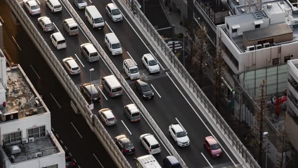 time lapse of the Metropolitan Expressway no.3 Shibuya Line and city, Tokyo, Japan