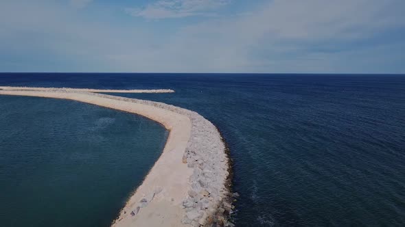 Aerial Flyover Ocean Reef Marina Breakwater Construction, Perth alt