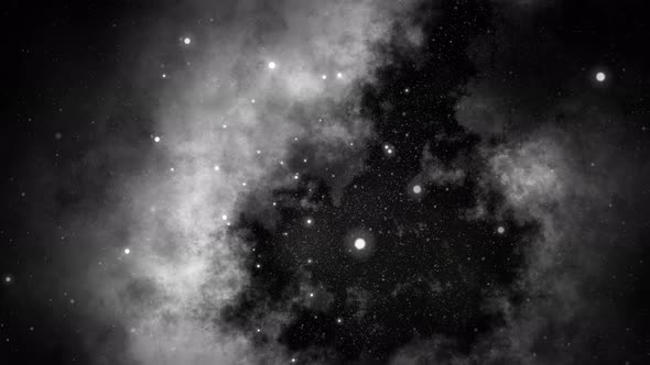 Slow Motion Serene Deep Space Galaxy and Stars Background Black and White 4K