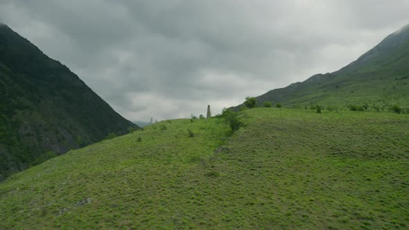 Monument of historical building in mountains alt