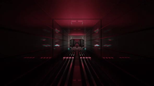 A 3D Illustration of 60 FPS Sci Fi Tunnel with Glossy Walls in  FHD