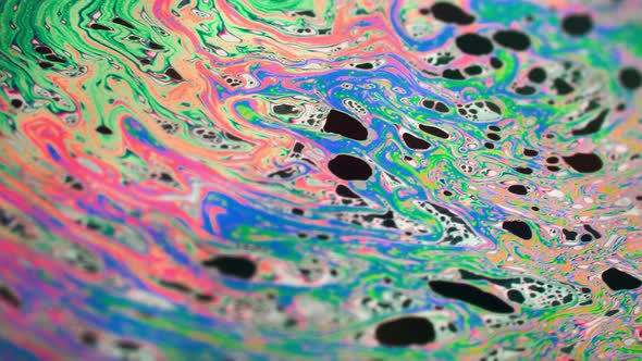 Wonderful structure of colorful bubbles. Chaotic motion. alt