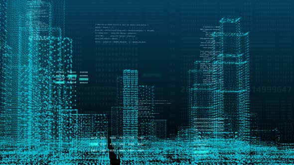 HUD Futuristic Digital Number Data Report Of Structure Hologram Building
