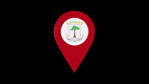 3D Rotating Pin Icon Animation With Equatorial Guinea Coat Of Arms Alpha Channel 2K alt