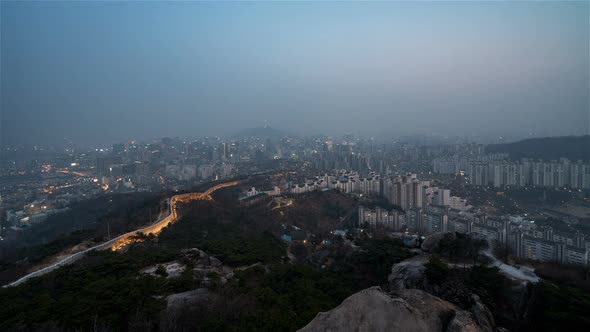 Seoul from Day to Night as Seen from the Seonbawi Rocks