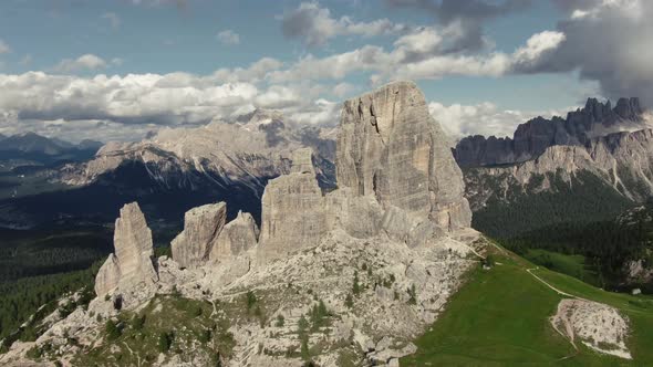 Aerial View Cinque Torri Dolomites Mountains Italy