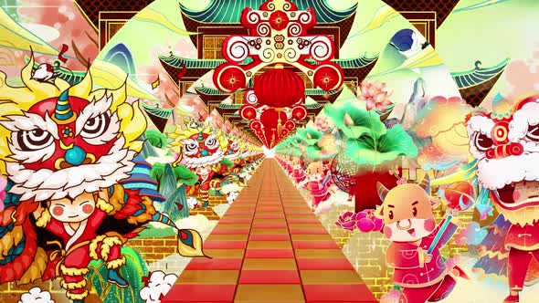 Chinese Cartoon Painting Festival Stage Background