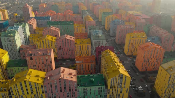 Aerial View of Colorful Buildings in European City