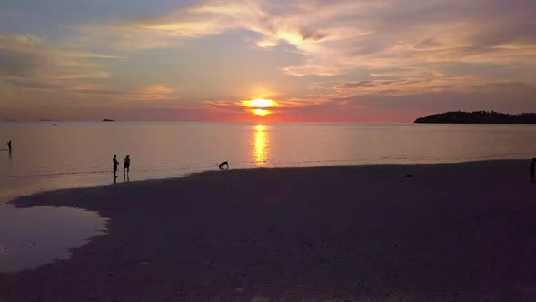 Aerial Shot of Beautiful Sunset Red Sky Koh Phangan Thailand alt