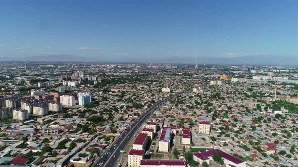 A Panorama of a Residential Area of Tashkent Shoot From a Drone on the Afternoon alt
