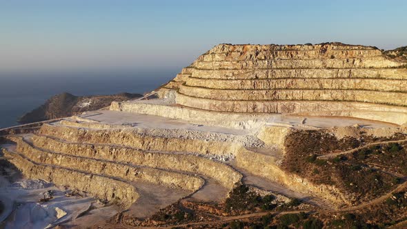 Aerial View of a Gypsum Quarry Mine on the Coast of Crete, Greece