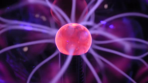 Plasma Ball with Many Energy Rays Inside  Close Up