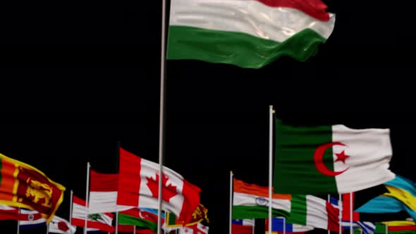 Hungary Flag With World Flags In Alpha Channel