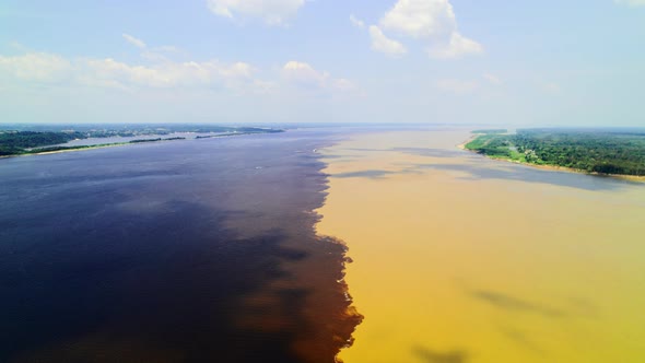 The Confluence of Two Rivers in the Amazon, Stock Footage | VideoHive